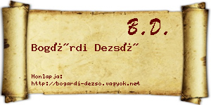 Bogárdi Dezső névjegykártya